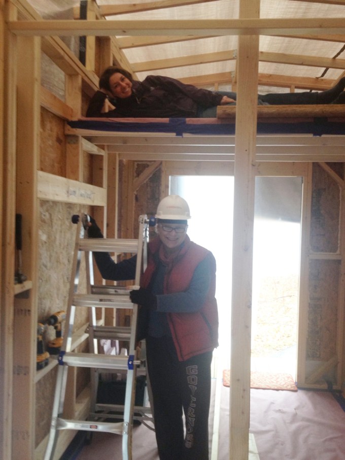 Bullet Rafter Up on the Roof | silver bullet tiny house